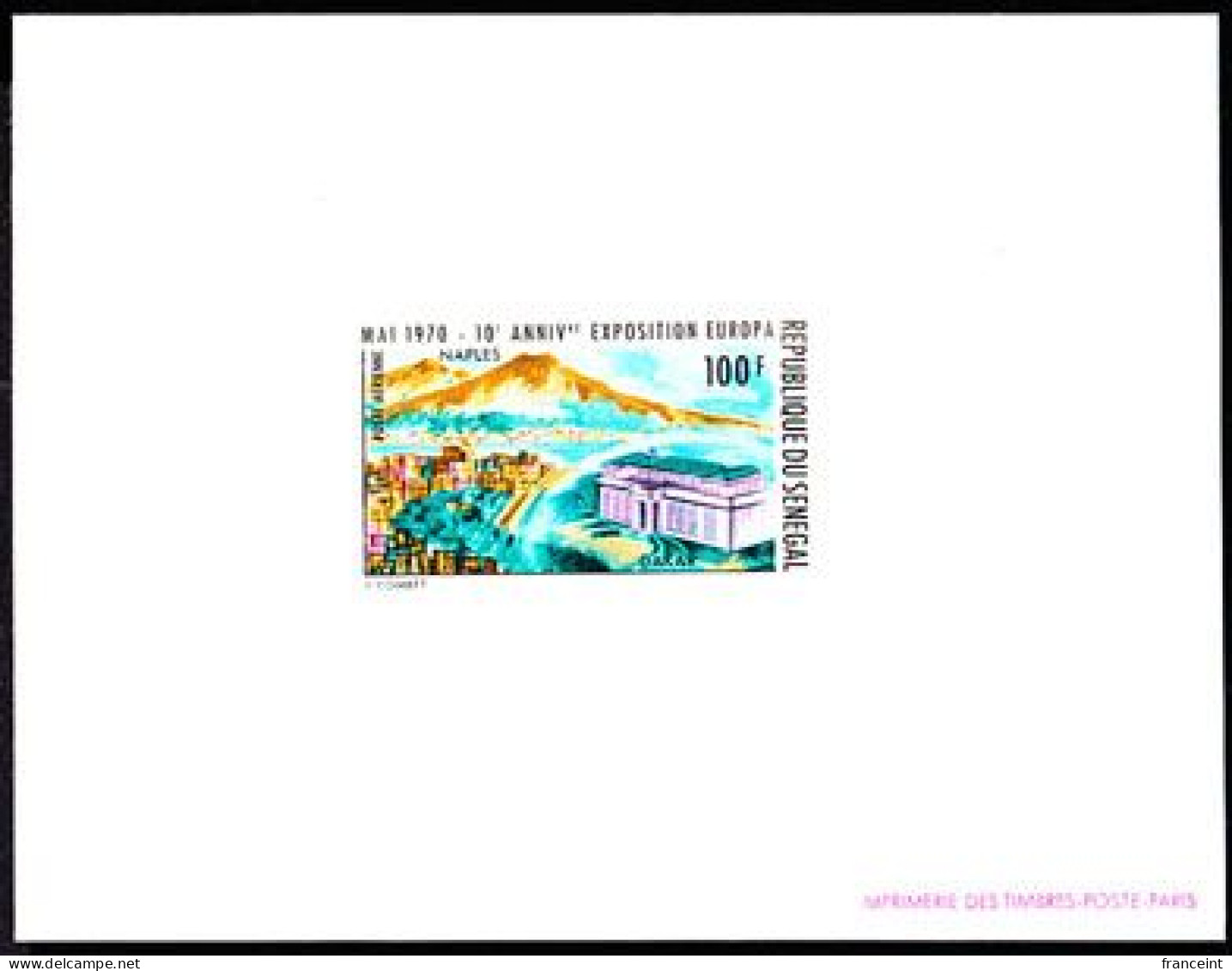 SENEGAL(1970) Mt. Vesuvius. Europa Philatelic Exhibition. Deluxe Sheet. Scott No C80, Yvert No PA85. - Volcanes