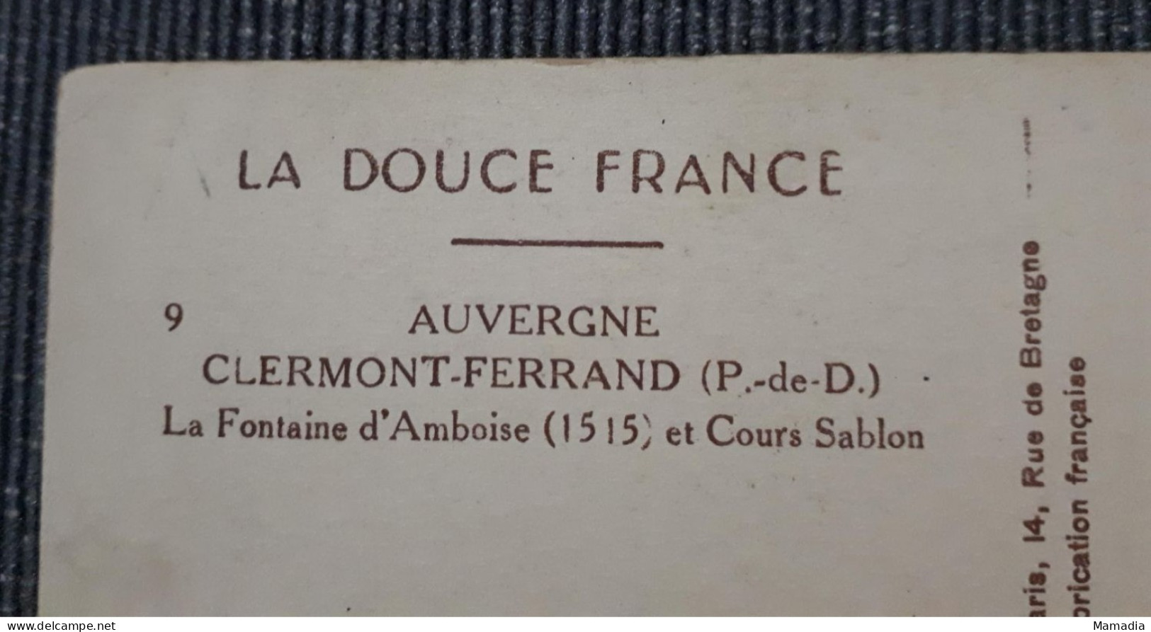 CARTE POSTALE ANCIENNE CLERMONT FERRAND FONTAINE D'AMBOISE COURS SABLON PUY DOME - Clermont Ferrand