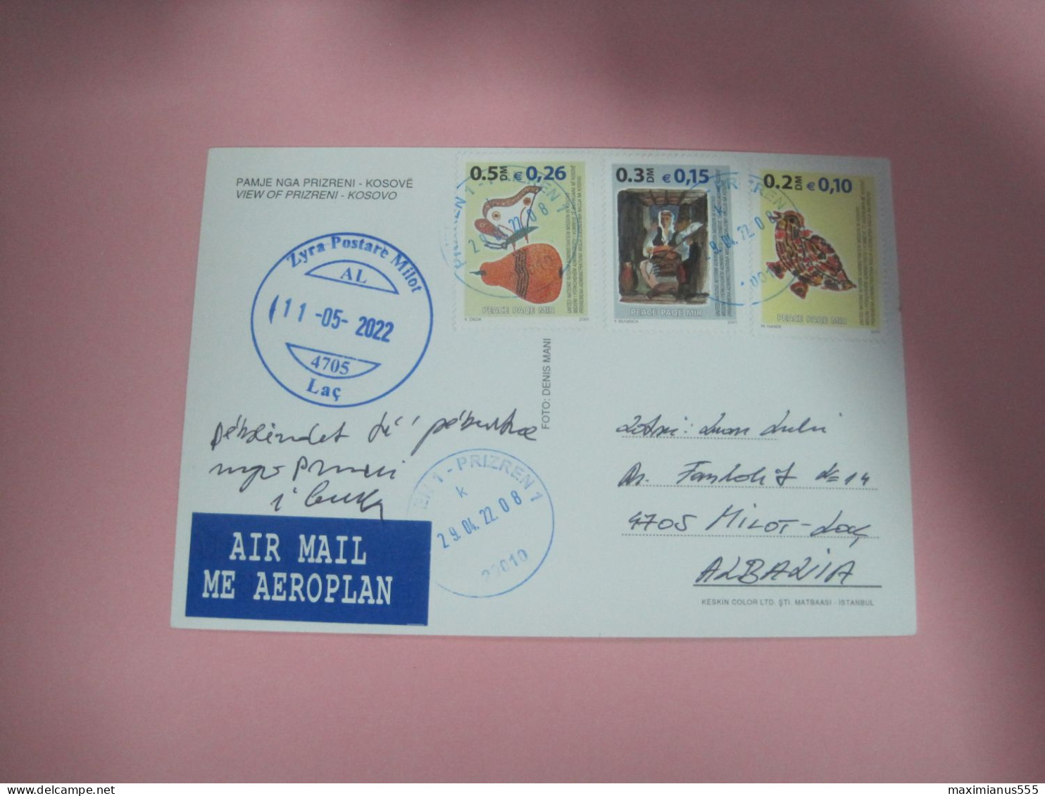 Kosovo Airmail Postcard Sent From Prizren To Milot Lac 2022 (7) - Kosovo