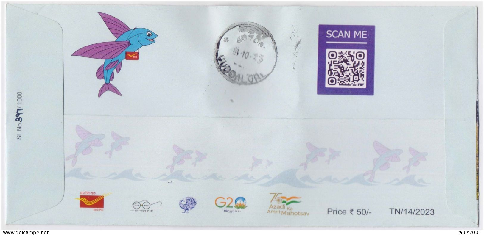 PEACE 2k23, Cover Carried By DRONE, Artificial Sea Shell On Cover UNUSUAL, QR Code Limited Edition Special Cover India - Sonstige (Luft)