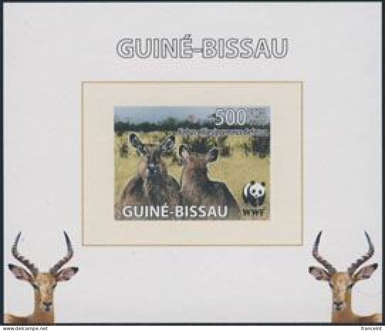 GUINEA-BISSAU(2008) Defassa Waterbuck (two Females). Imperforate Minisheet + 4 Color Separations. - Sonstige & Ohne Zuordnung