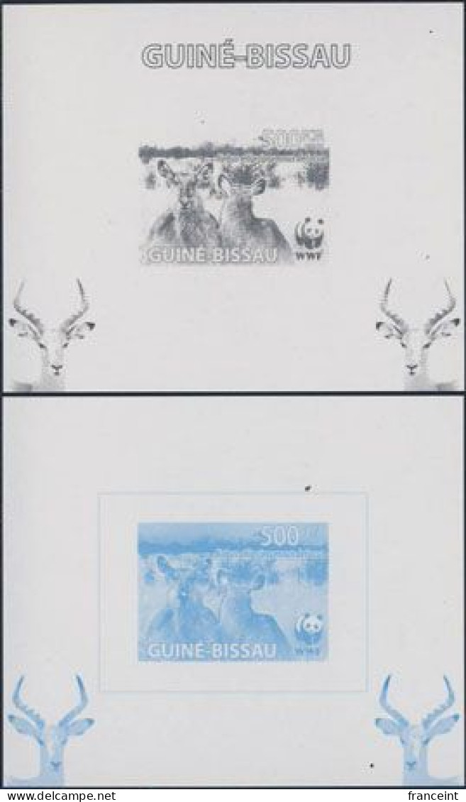 GUINEA-BISSAU(2008) Defassa Waterbuck (two Females). Imperforate Minisheet + 4 Color Separations. - Sonstige & Ohne Zuordnung