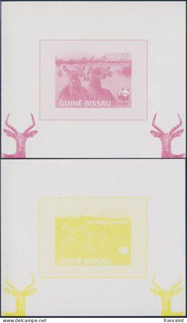 GUINEA-BISSAU(2008) Defassa Waterbuck (two Females). Imperforate Minisheet + 4 Color Separations. - Andere & Zonder Classificatie