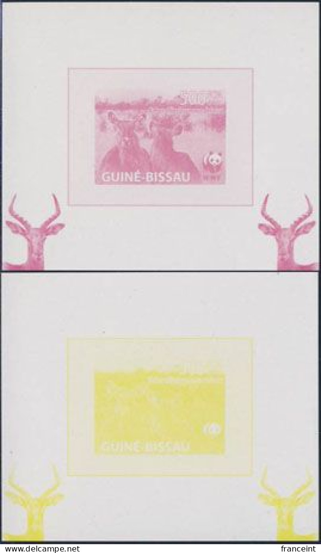 GUINEA-BISSAU(2008) Defassa Waterbuck (two Females). Imperforate Minisheet + 4 Color Separations. - Sonstige & Ohne Zuordnung