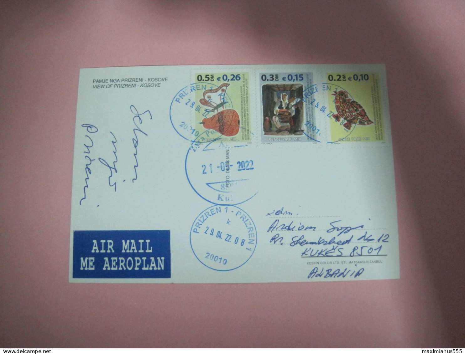 Kosovo Airmail Postcard Sent From Prizren To Kukes 2022 (6) - Kosovo