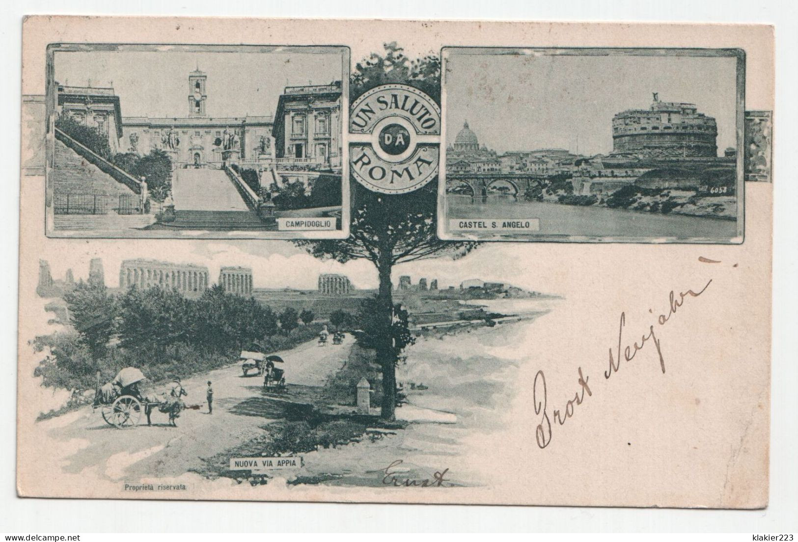 Un Saluto Da Roma. Campidoglio. Castel S. Angelo. Nuova Via Appia. Circa 1898 - Mehransichten, Panoramakarten