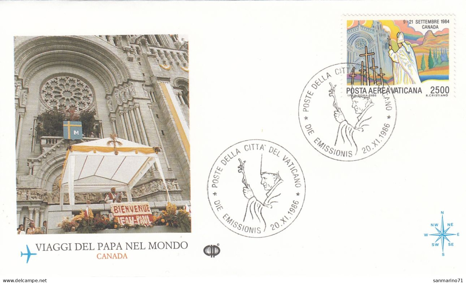 VATICAN Cover 1-72,popes Travel 1986 - Brieven En Documenten