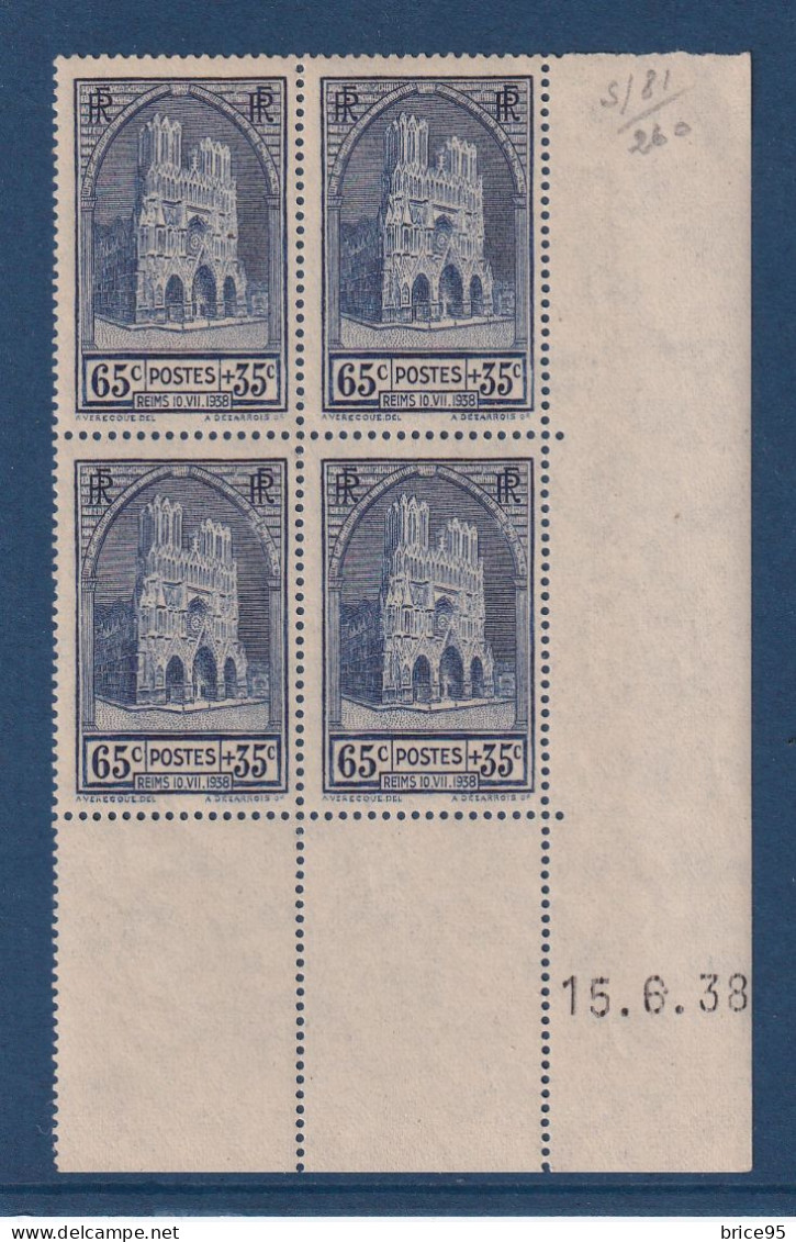France - YT N° 399 ** - Neuf Sans Charnière - BDF - Coin Daté - 1938 - 1940-1949