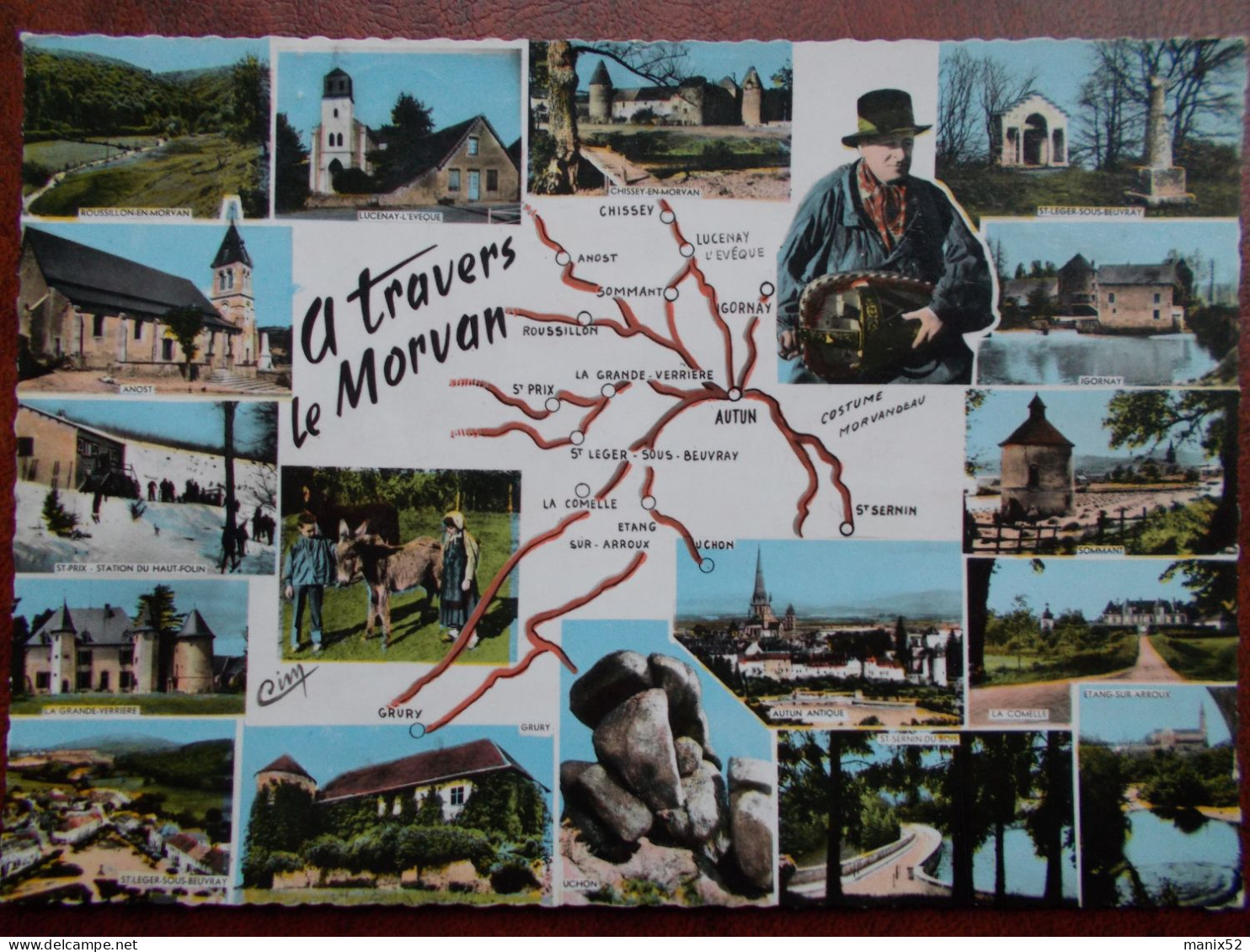 BOURGOGNE - A Travers Le Morvan. (Multivues Avec Carte Géographique) CPSM - Bourgogne