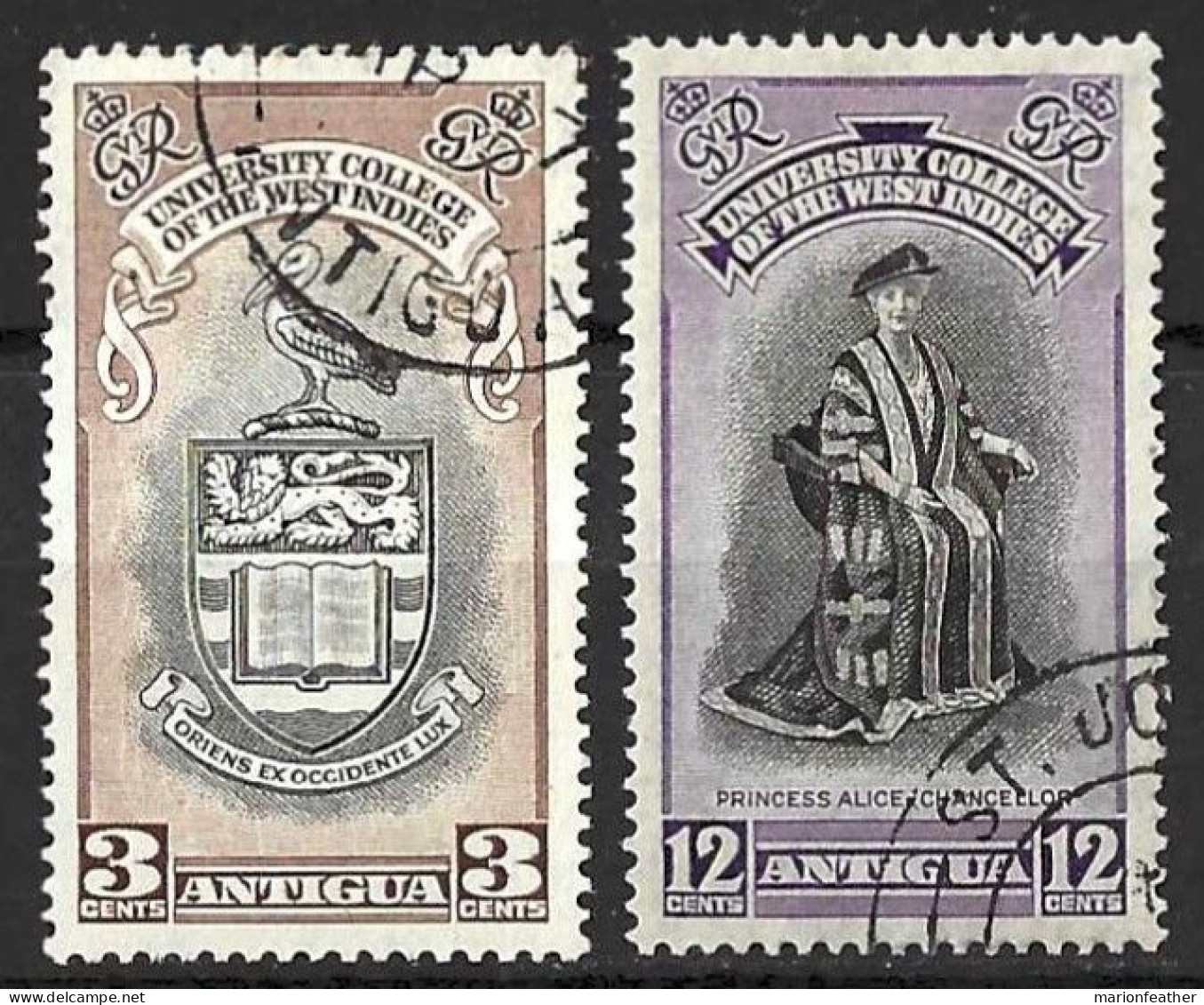 ANTIGUA...KING GEORGE VI..(1936-52..).." 1951."...OMNIBUS...UNIVERSITY COLLIAGE OF THE WEST INDIES...SET OF 2...VFU... - 1858-1960 Colonie Britannique