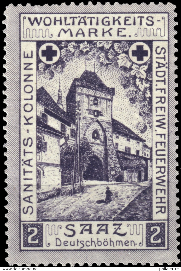 AUTRICHE / ÖSTERREICH Wohltätigkeits-Marke "SANITÄTS-KOLONIE STÄDT. FREIW. FEUERWEHR / SAAZ" Neuf/Ungebraucht -Ref.003 - Unused Stamps