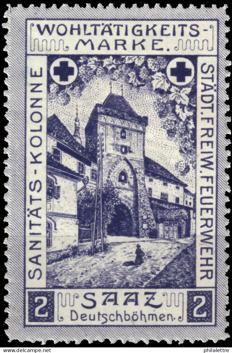 AUTRICHE / ÖSTERREICH Wohltätigkeits-Marke "SANITÄTS-KOLONIE STÄDT. FREIW. FEUERWEHR / SAAZ" Neuf/Ungebraucht -Ref.004 - Unused Stamps