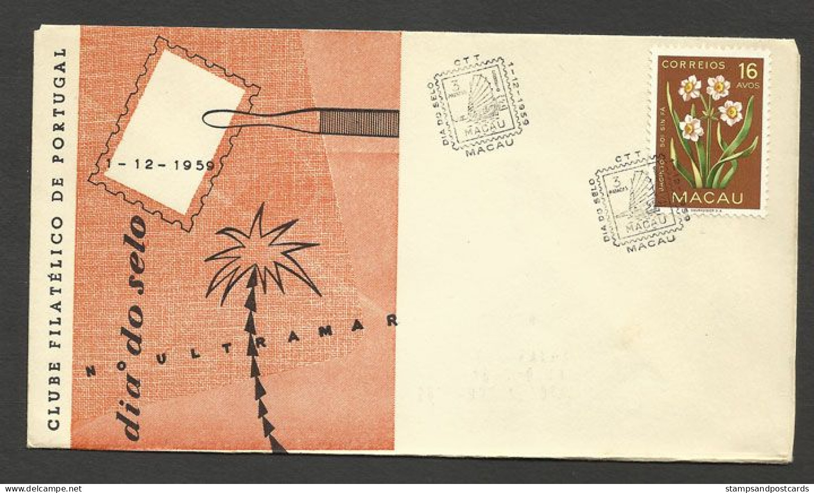 Macao Portugal Cachet Commémoratif Journée Du Timbre 1959 Macau Event Postmark Stamp Day - Briefe U. Dokumente