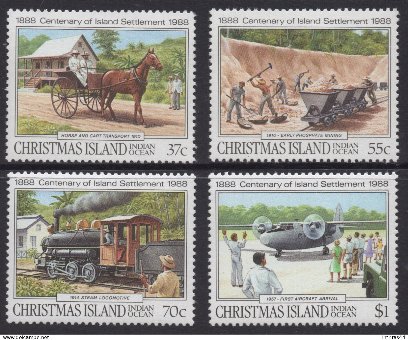 CHRISTMAS ISLAND 1988 " CENTENARY OF PERMANENT SETTLEMENT  " SET  MNH - Christmas Island