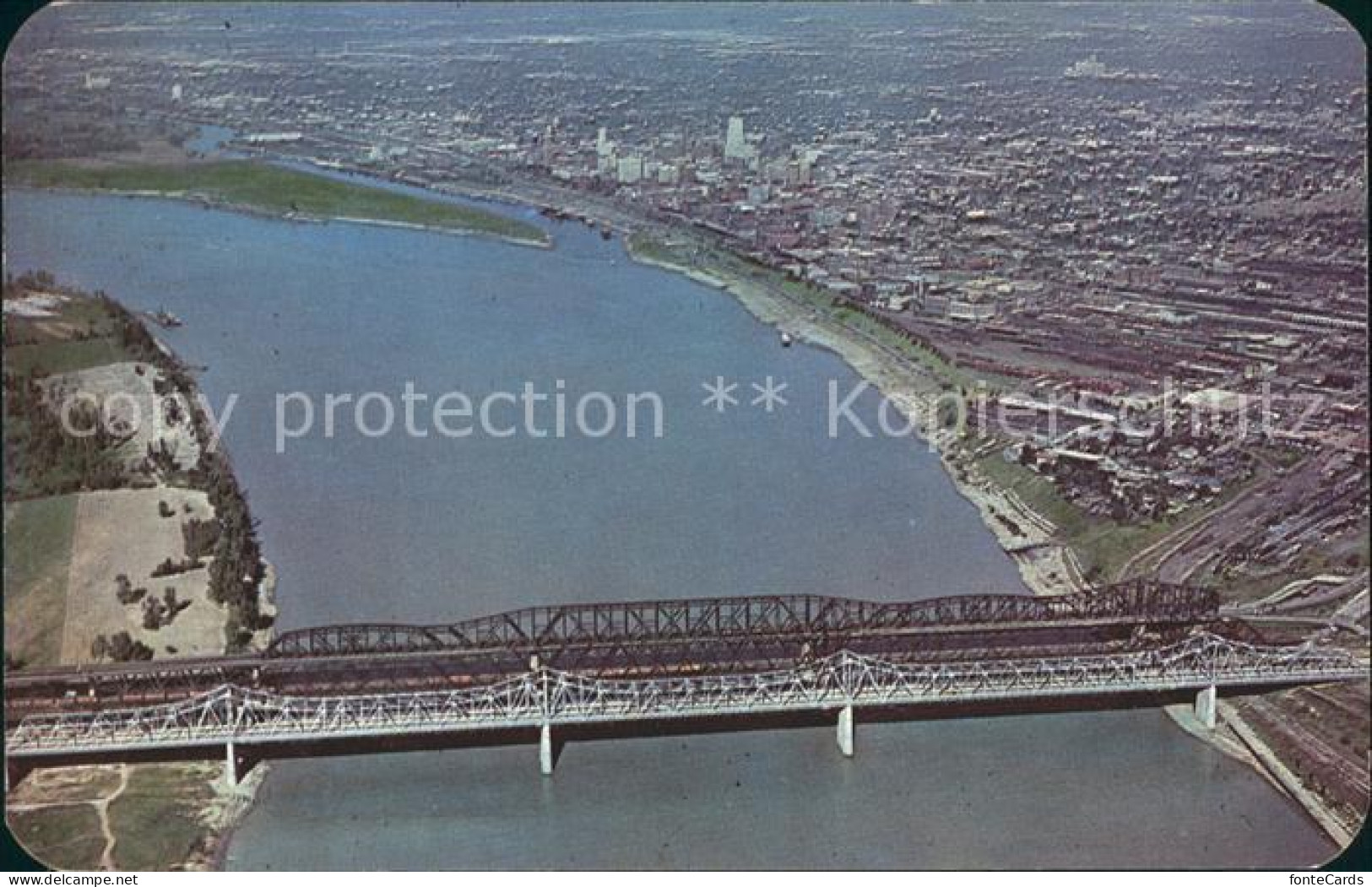 72167453 Memphis_Tennessee The Mississippi River Harahan Bridge Air View - Andere & Zonder Classificatie