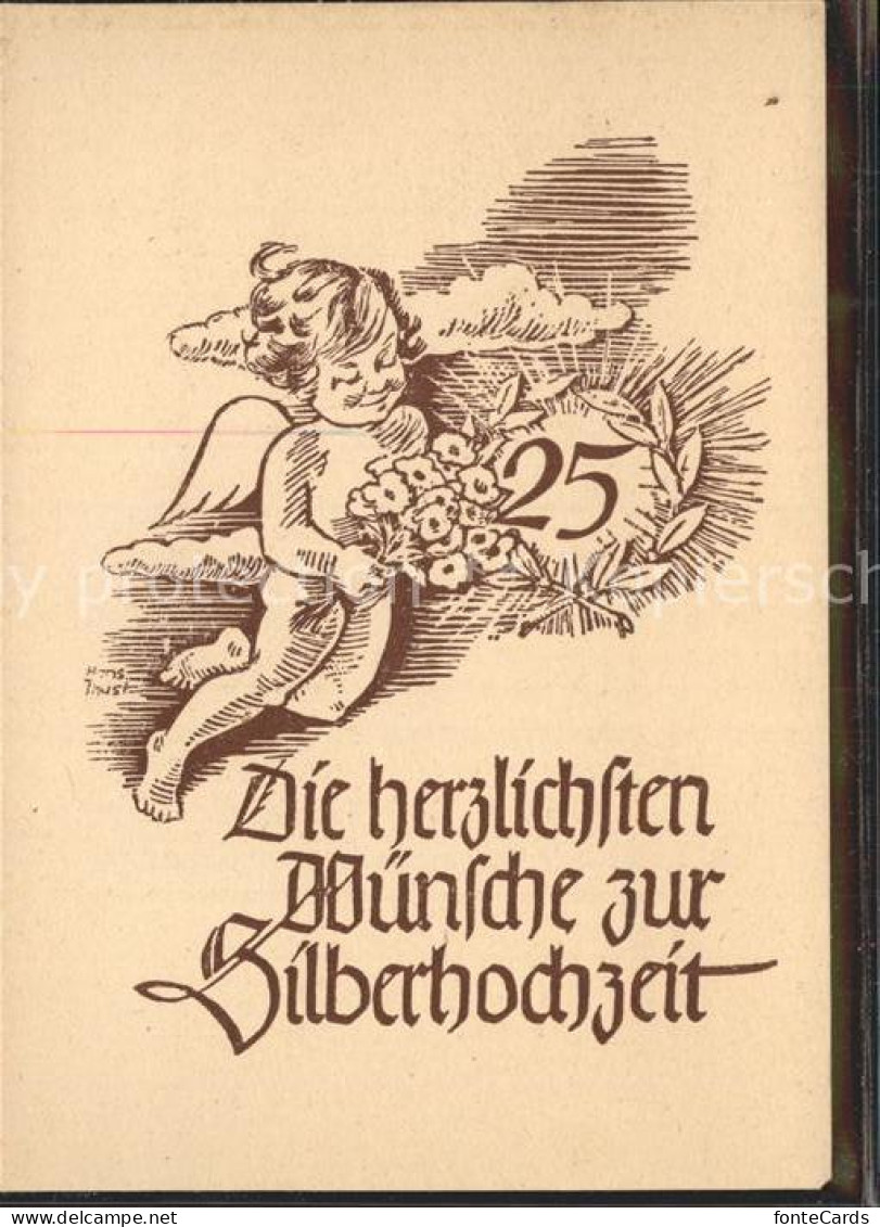 72167014 Hochzeit Glueckwunsch Silberhochzeit Engel Blumen   - Noces