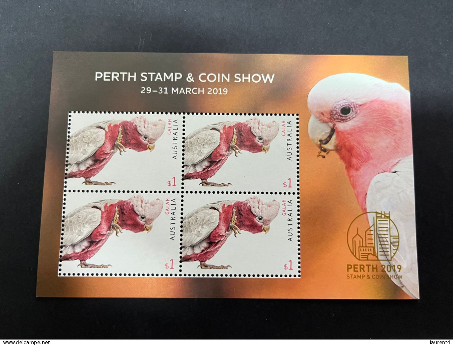 8-1-2024 (stamp) 1 Bloc Of 4 Stamps (mint) Australia - Perth Stamp & COin Show 2019 (Galah Bird) - Ongebruikt