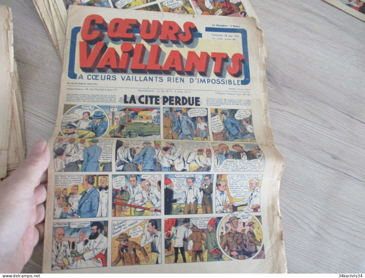 Lot 12 BD journal Cœurs Vaillants états d'usage Années 40