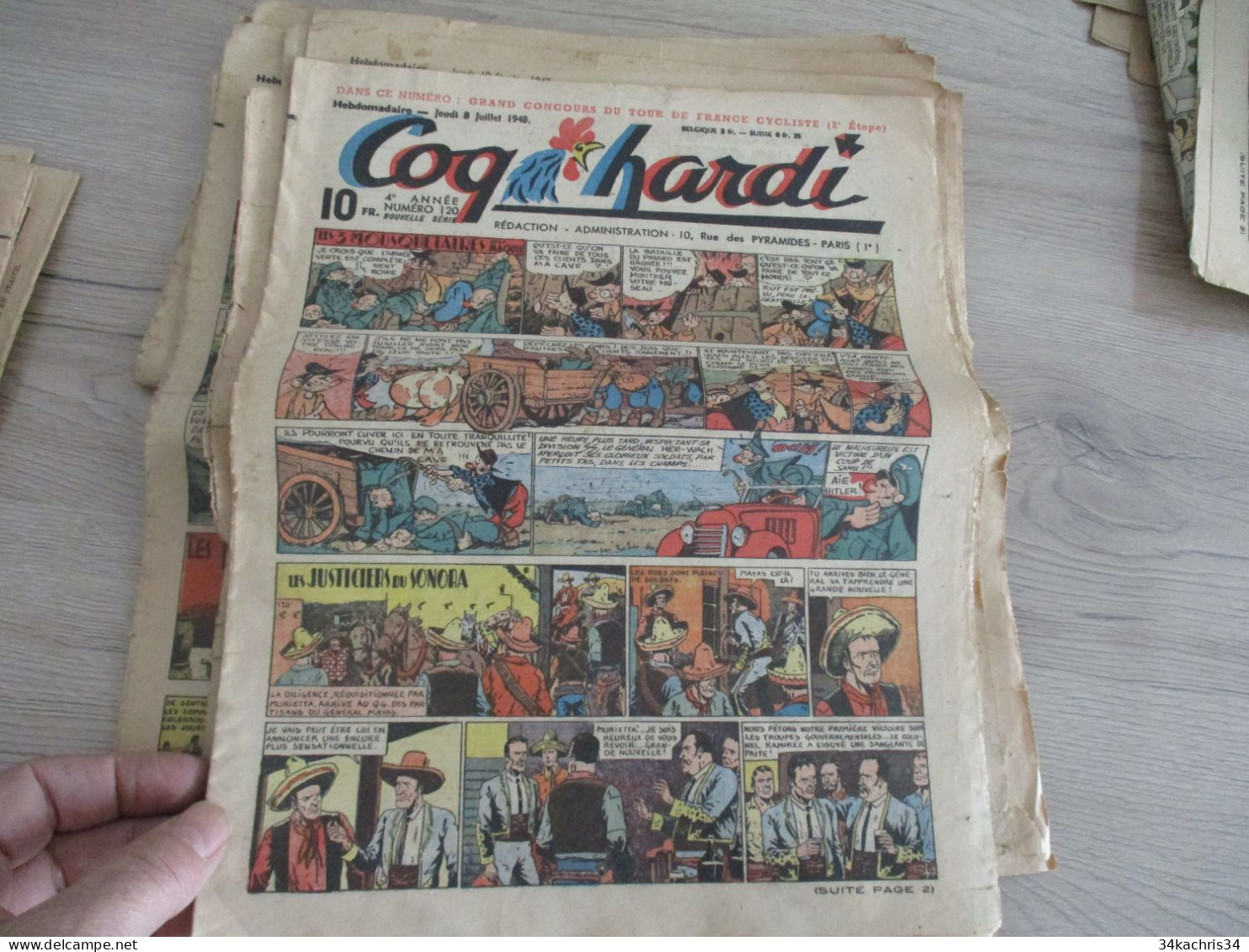 Lot 24  BD journal Coq Hardi états d'usage Années 40