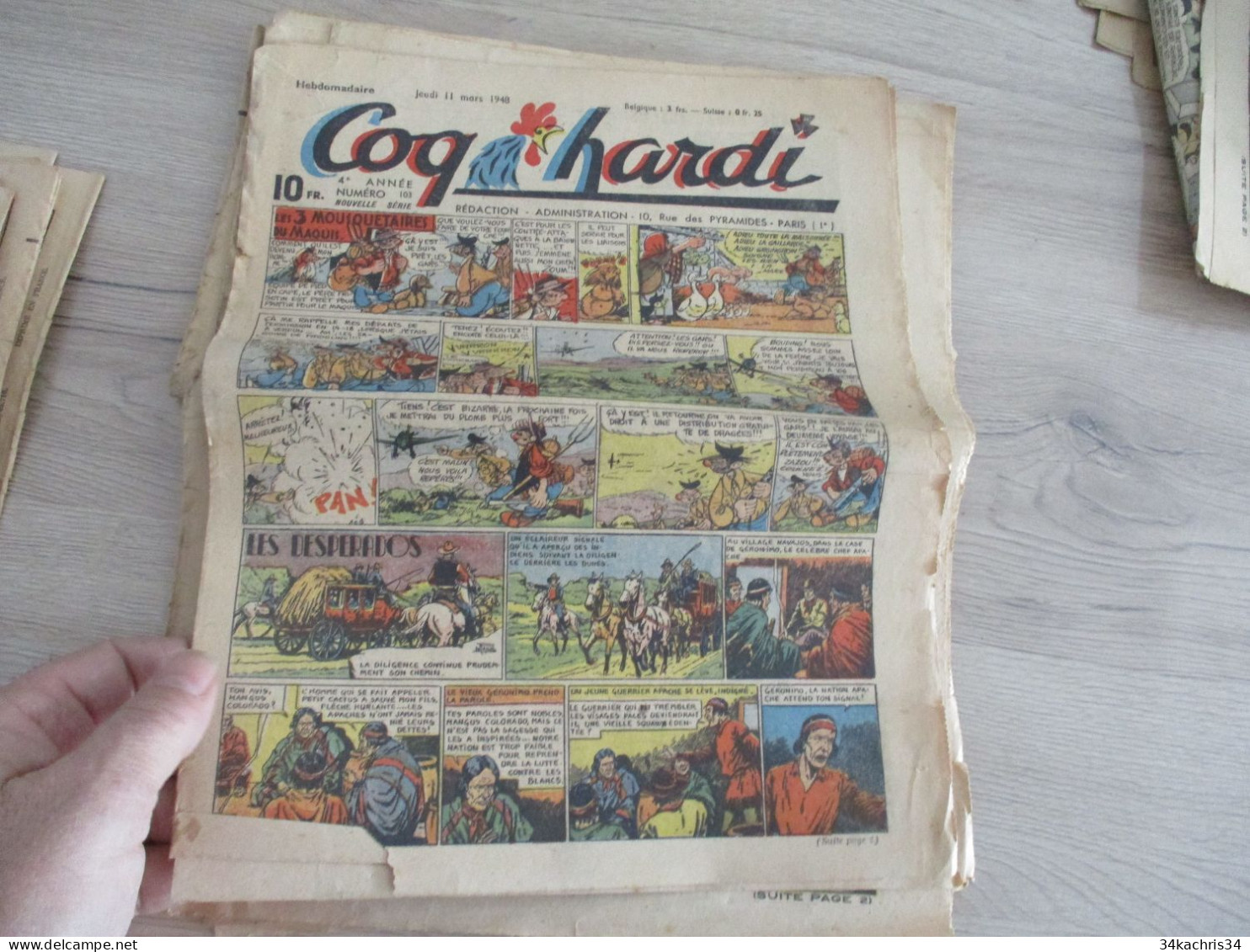 Lot 24  BD journal Coq Hardi états d'usage Années 40