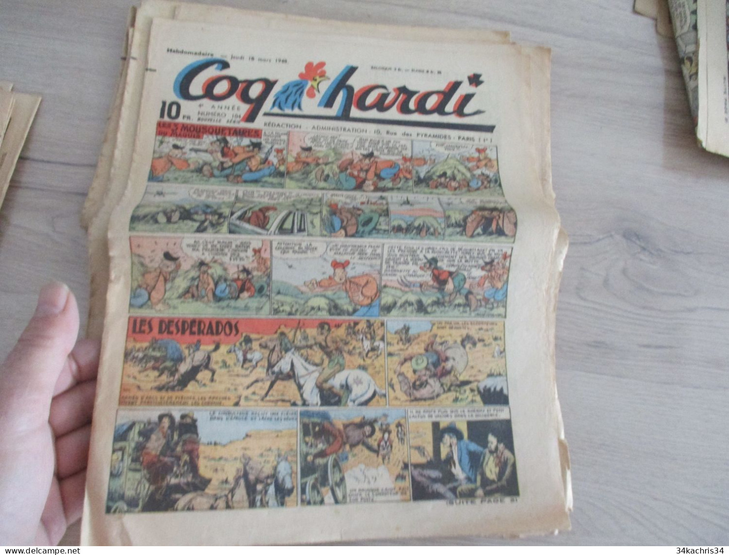 Lot 24  BD journal Coq Hardi états d'usage Années 40