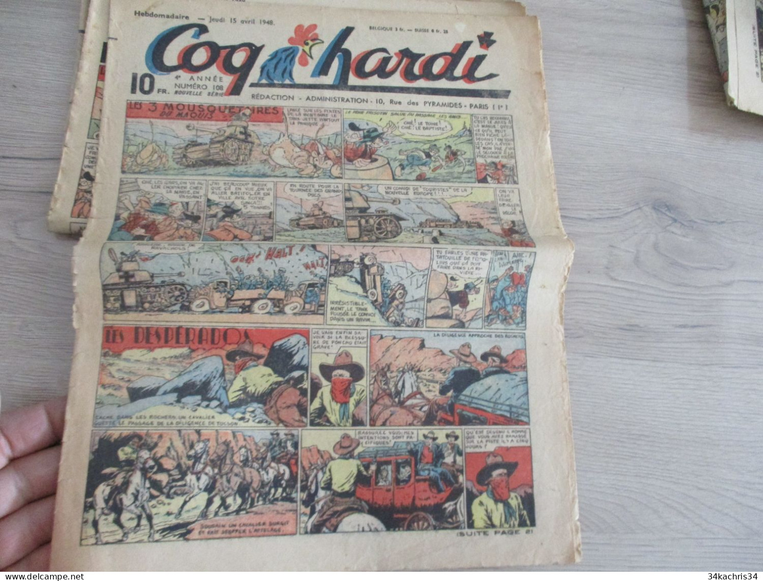 Lot 24  BD journal Coq Hardi états d'usage Années 40