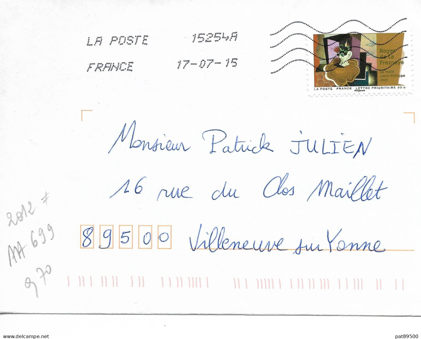 France 2012 - AA 699 - OBLITERE S/ Enveloppe  07/2015 / Peintures Du XX ème Siècle, Cubisme = MUSIQUE Par F. KUPKA ----- - Storia Postale