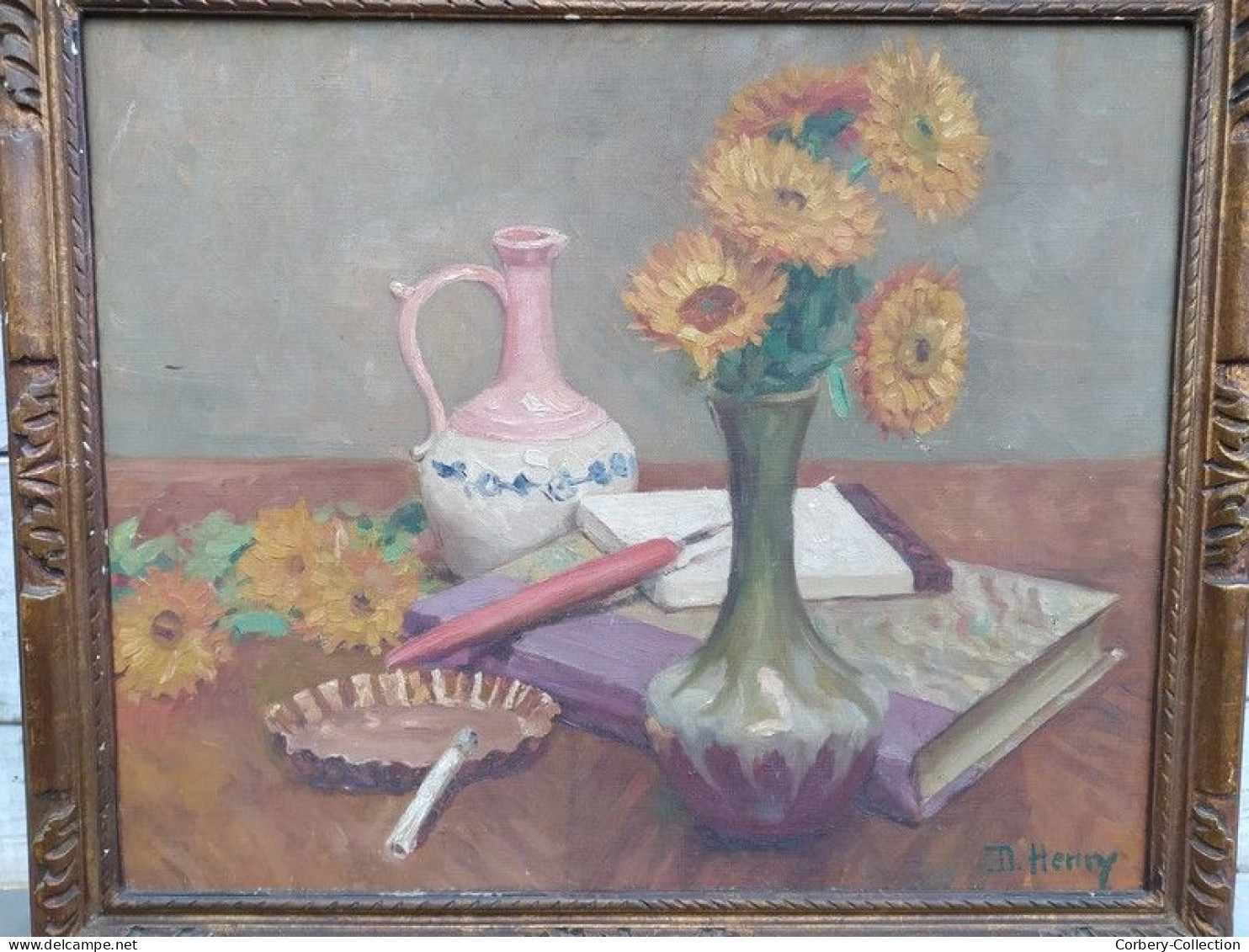 Tableau Nature Morte Signé D. Henry - Oelbilder