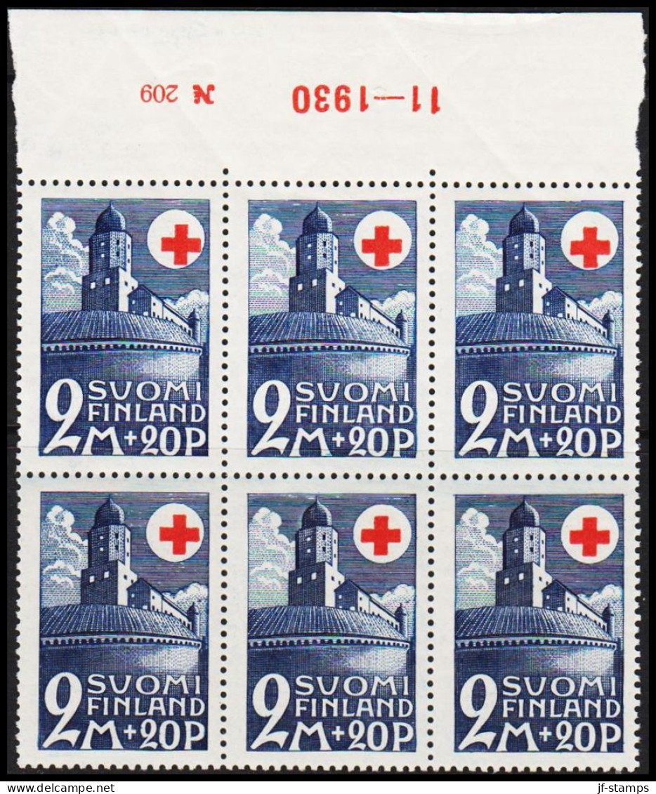 1931. FINLAND.  Red Cross 2 M + 20 P Wiborg Castle In Never Hinged 6-block With Margin With ... (Michel  166) - JF540302 - Neufs