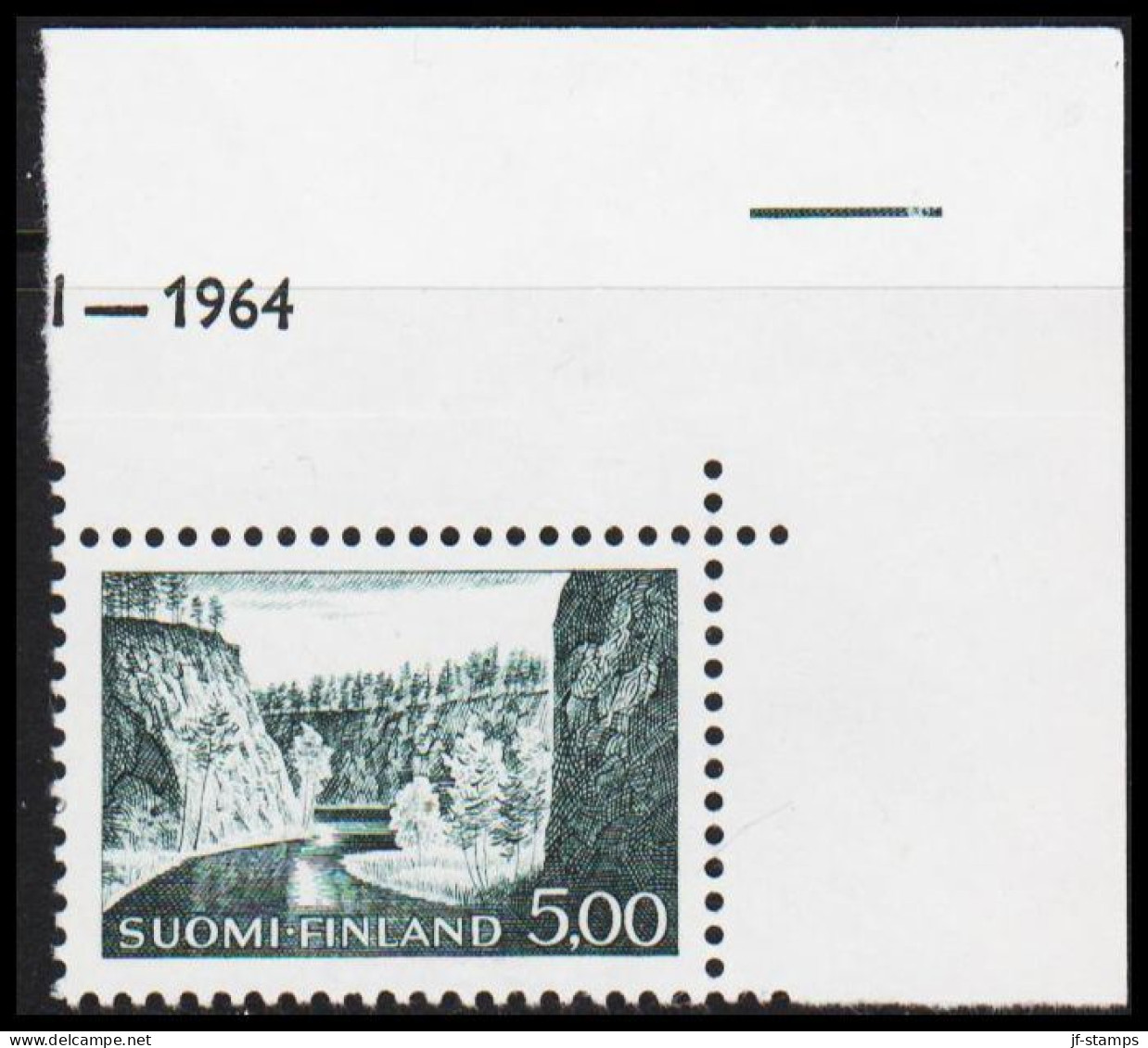 1964. FINLAND. 5,00 Mk Ristikallio Normal Paper WITH CORNER MARGIN PRINTED 1964. Never Hinge... (Michel 588x) - JF540305 - Neufs