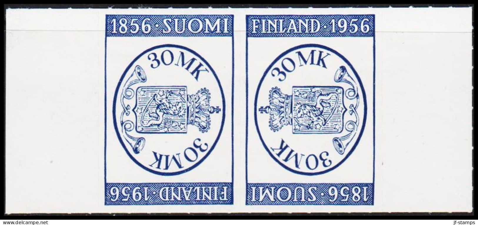 1956. FINLAND. FINLANDIA 56. 30 M. Blue. Tête Bêche Pair. Never Hinged.  (Michel 457K) - JF540308 - Unused Stamps