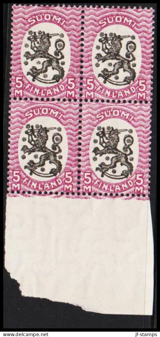 1925. FINLAND.  Saarinen. Watermark Swastika And Perforated 14. 5 M. 4-block Never Hinged.... (Michel 123 XA) - JF540318 - Ungebraucht