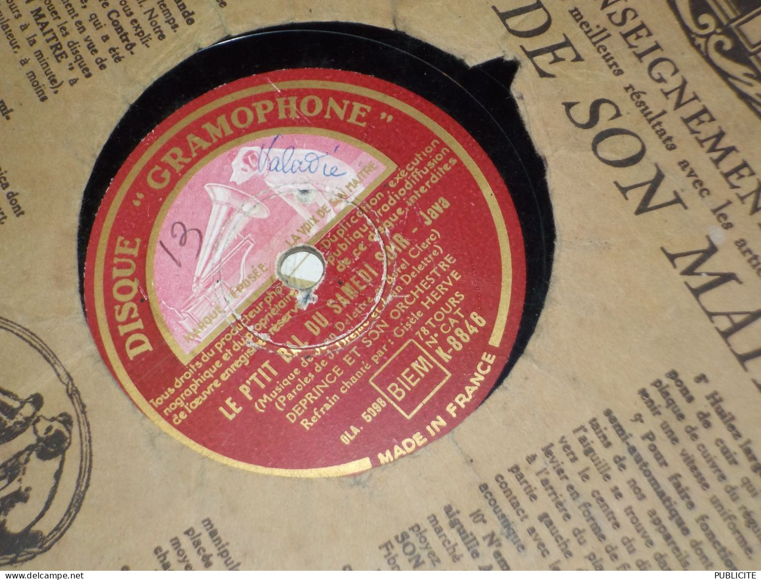 DISQUE 78 TOURS  JAVA  ET VALSE DE  DEPRINCE 1947 - 78 Rpm - Gramophone Records