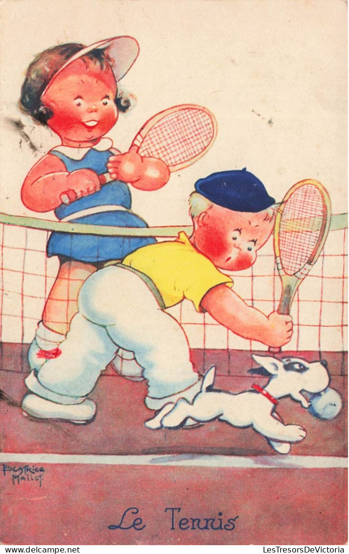 ILLUSTRATEUR - Le Tennis - Béatrice Mallet - Colorisé -  Carte Postale Ancienne - Autres & Non Classés