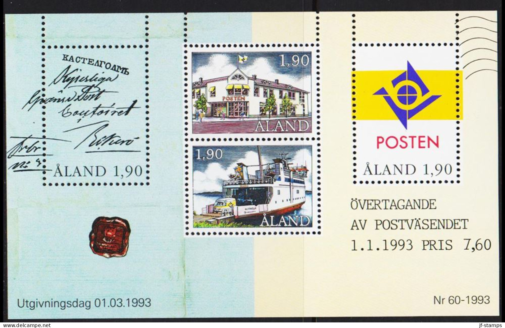 1993. ÅLAND. POSTEN. Block. Never Hinged.  (Michel BLOCK 2) - JF540370 - Aland