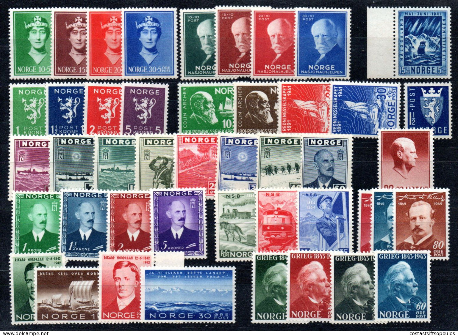 2299. NORWAY 13 MNH SETS LOT, SOME VERY LIGHT BICOLOURED GUM - Collections