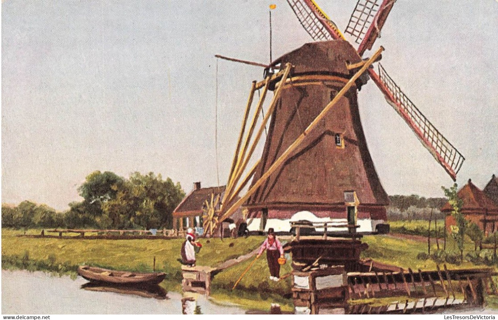 ARCHITECTURE BATIMENTS - Moulin à Vent - Barques - Paysage - Carte Postale Ancienne - Windmills