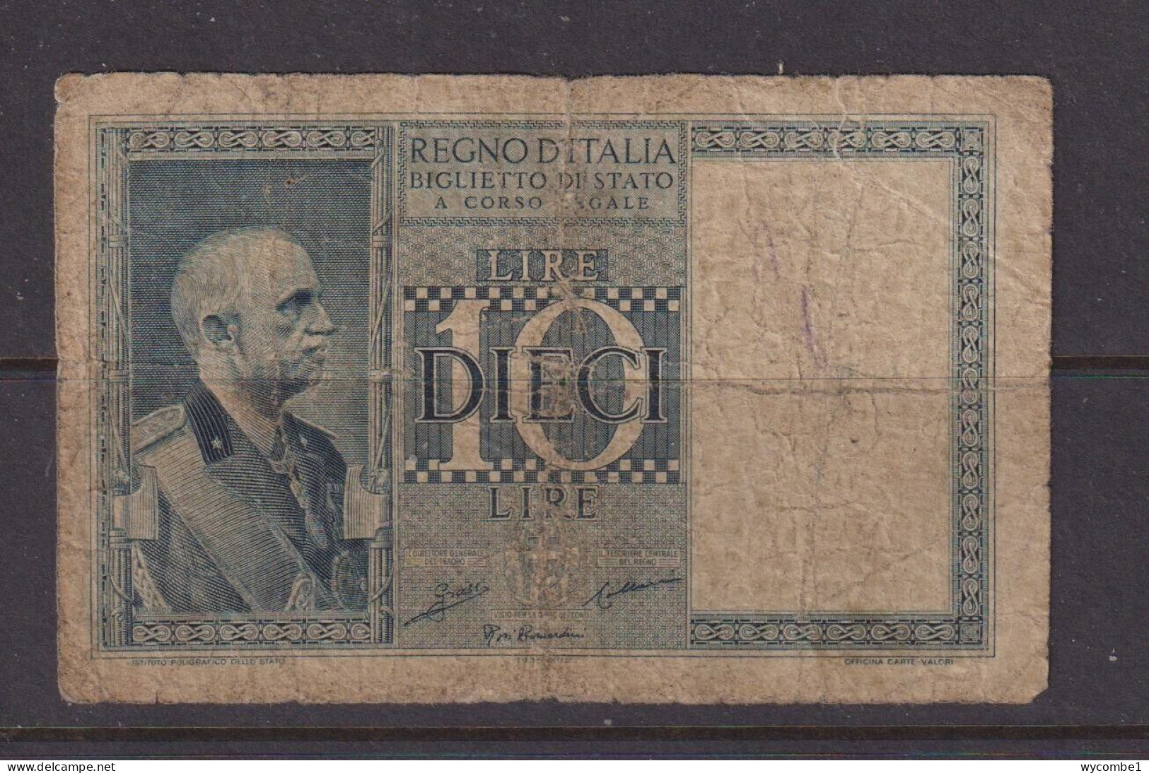 ITALY - 1935 10 Lira Circulated Banknote - Italia – 10 Lire