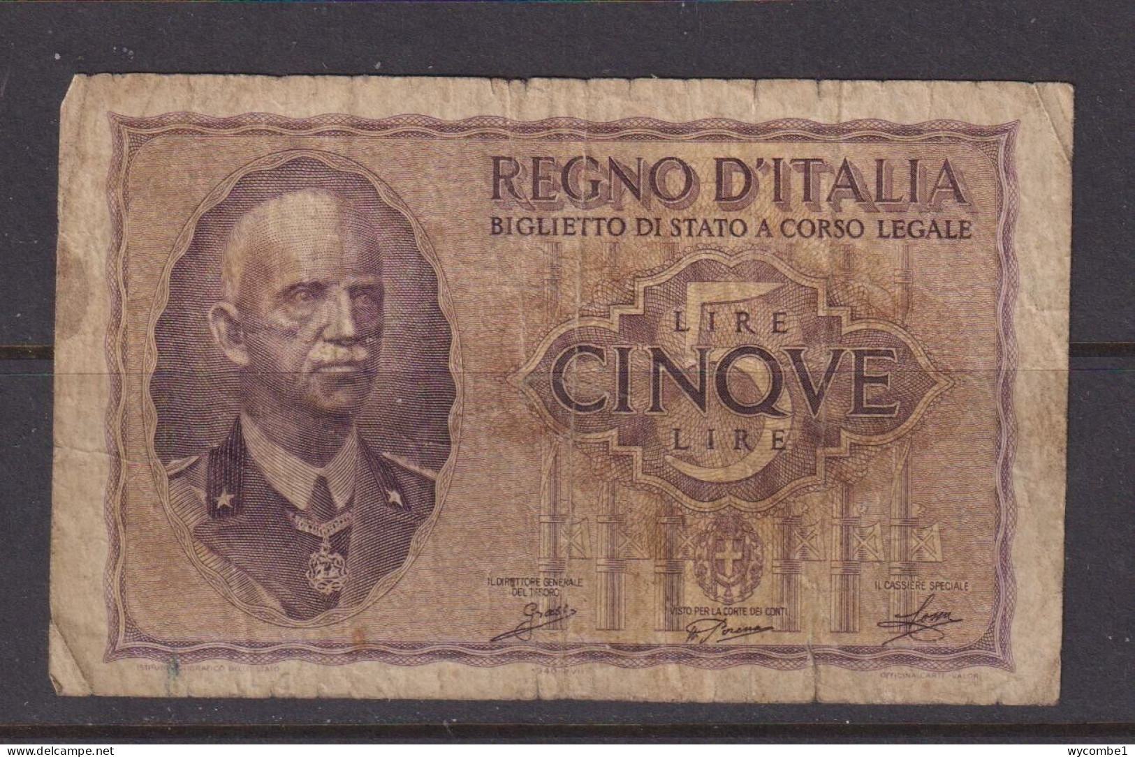 ITALY - 1940 5 Lira Circulated Banknote - Italië– 5 Lire