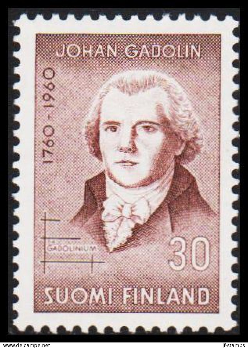 1960. FINLAND. JOHAN GADOLIN 30 M, NEVER HINGED. (Michel 519) - JF540543 - Nuevos