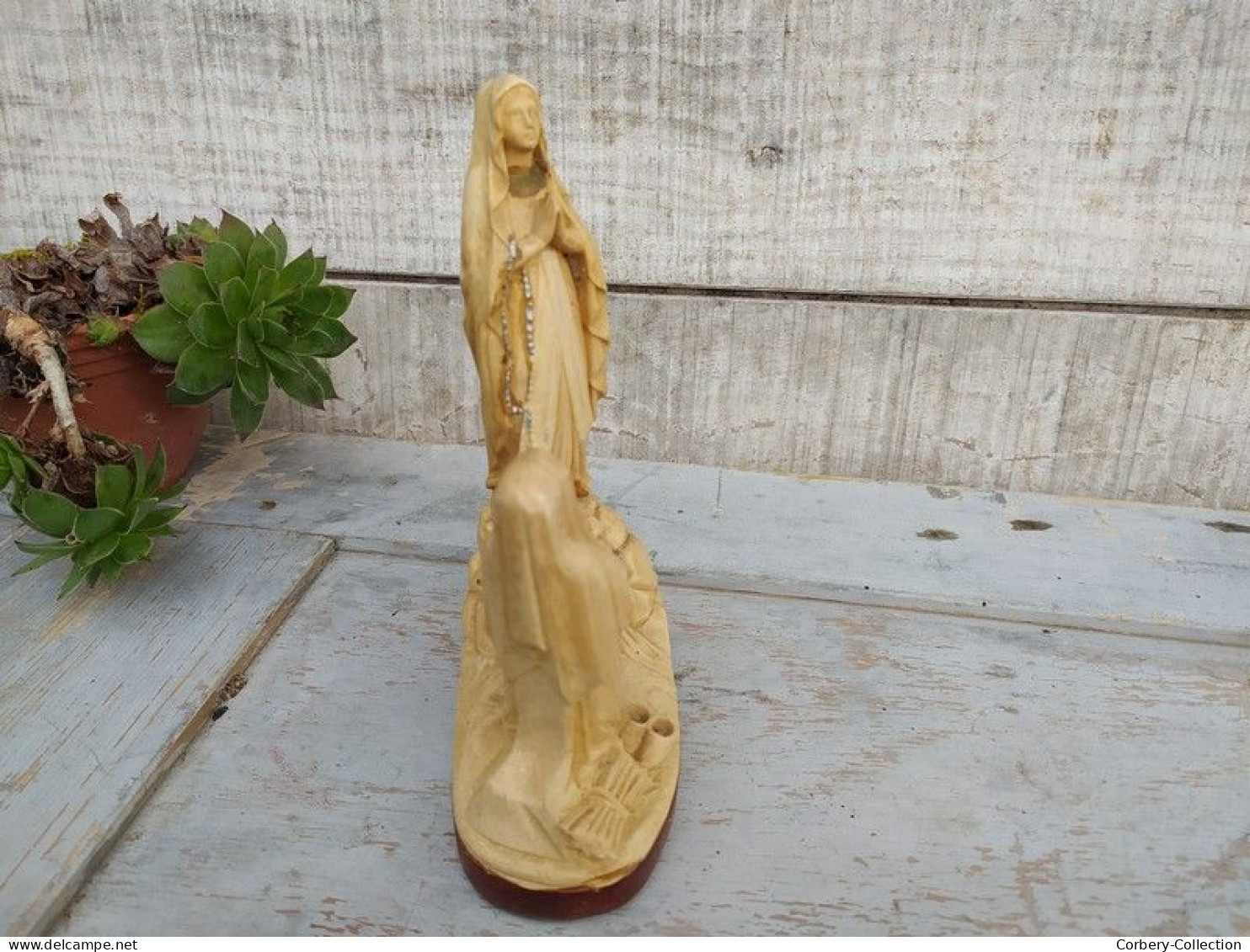 Ancienne Statuette Religieuse Sainte Vierge Apparition Lourdes - Escayola