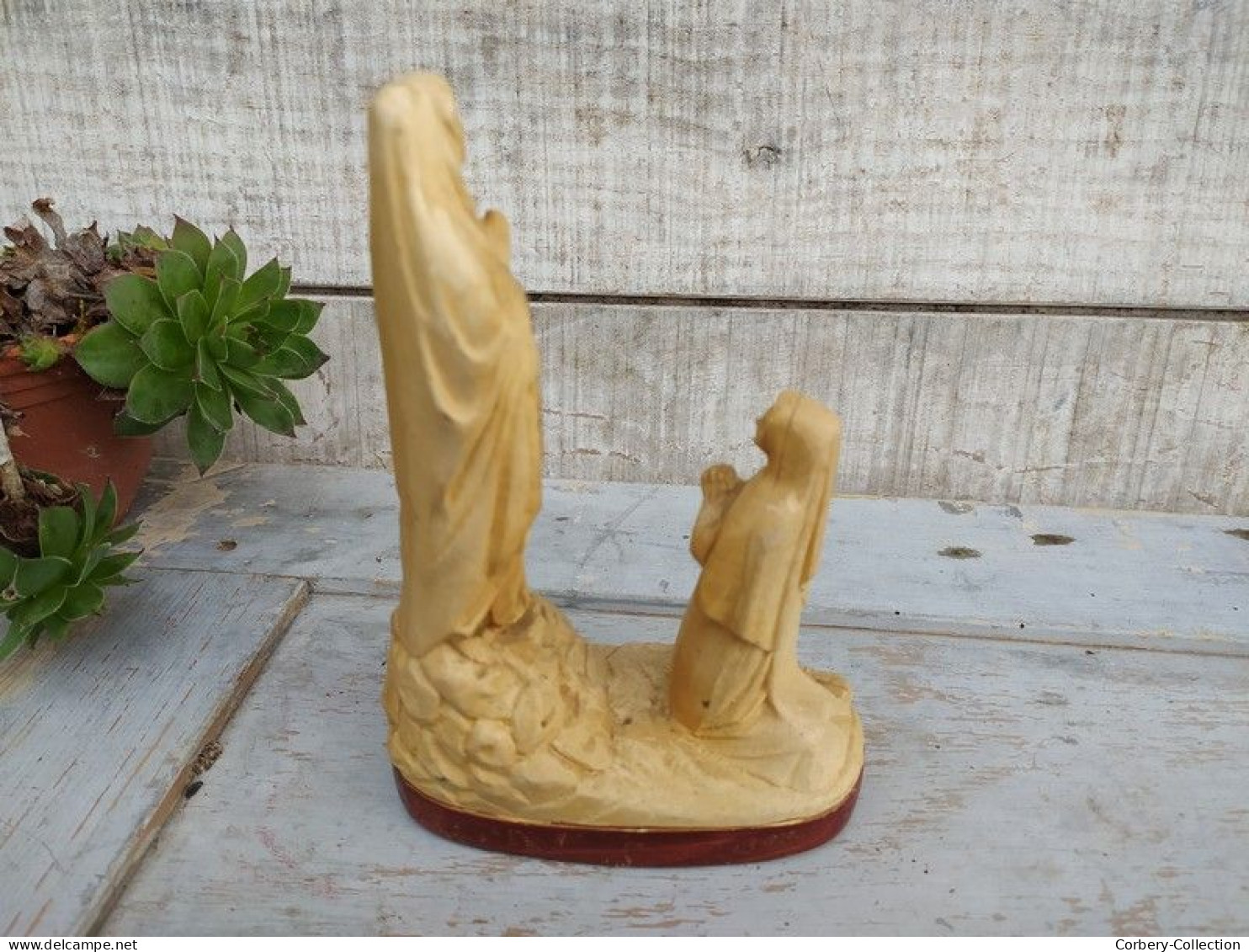 Ancienne Statuette Religieuse Sainte Vierge Apparition Lourdes - Plâtre