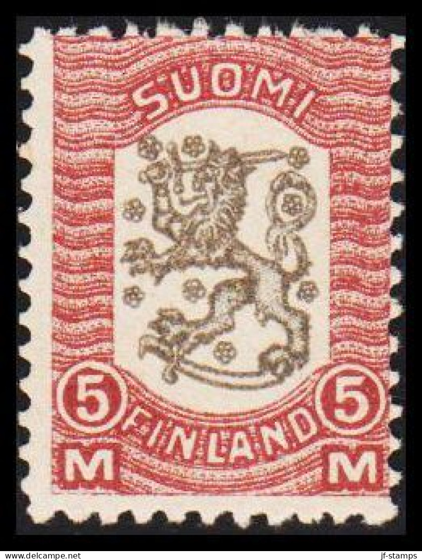 1918. FINLAND. Wasa Issue. 5 Mk. Violet/black. Hinged. (Michel 102) - JF540599 - Unused Stamps