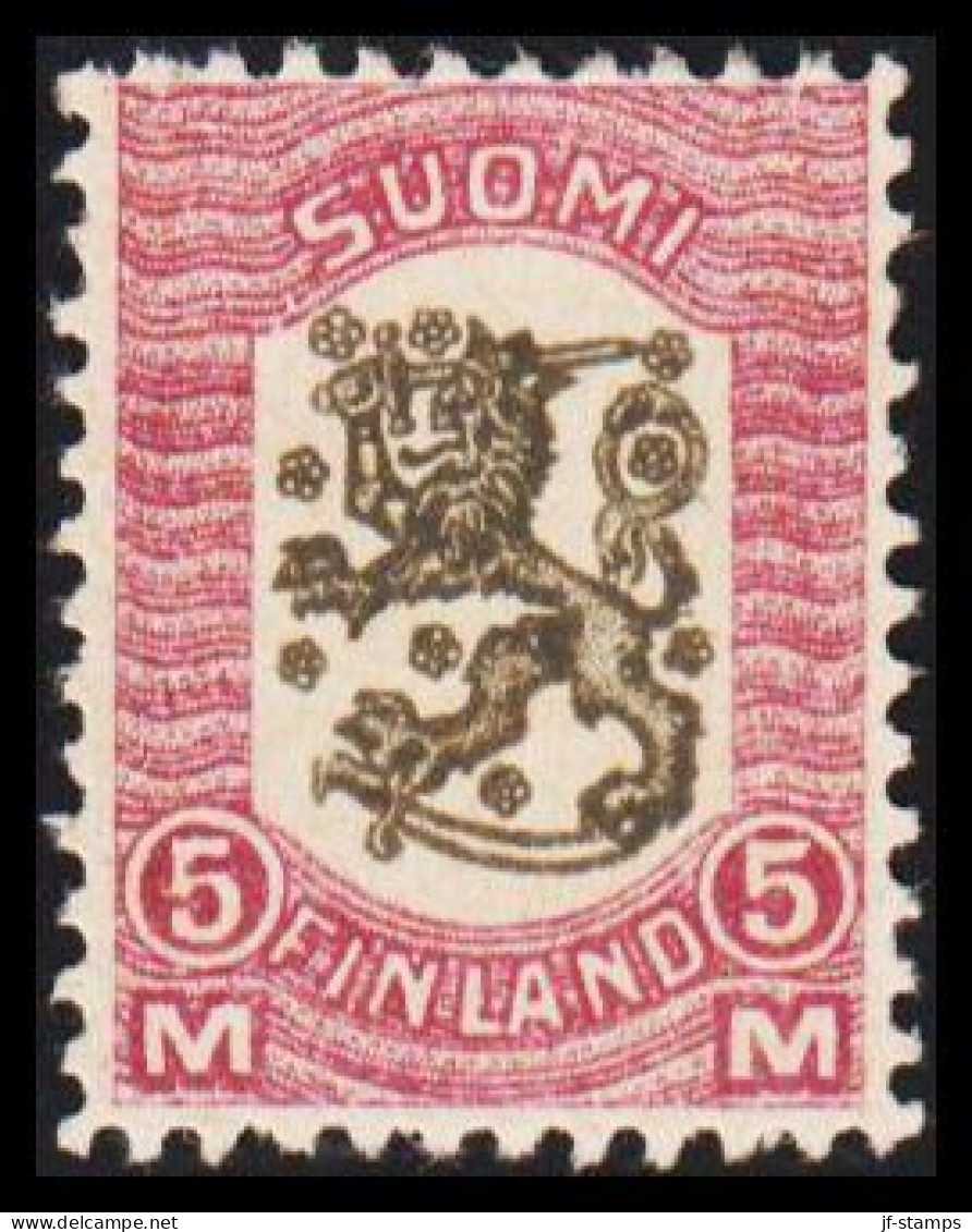 1918. FINLAND. Wasa Issue. 5 Mk. Violet/black. Never Hinged. Beautiful Stamp.  (Michel 102) - JF540600 - Ongebruikt