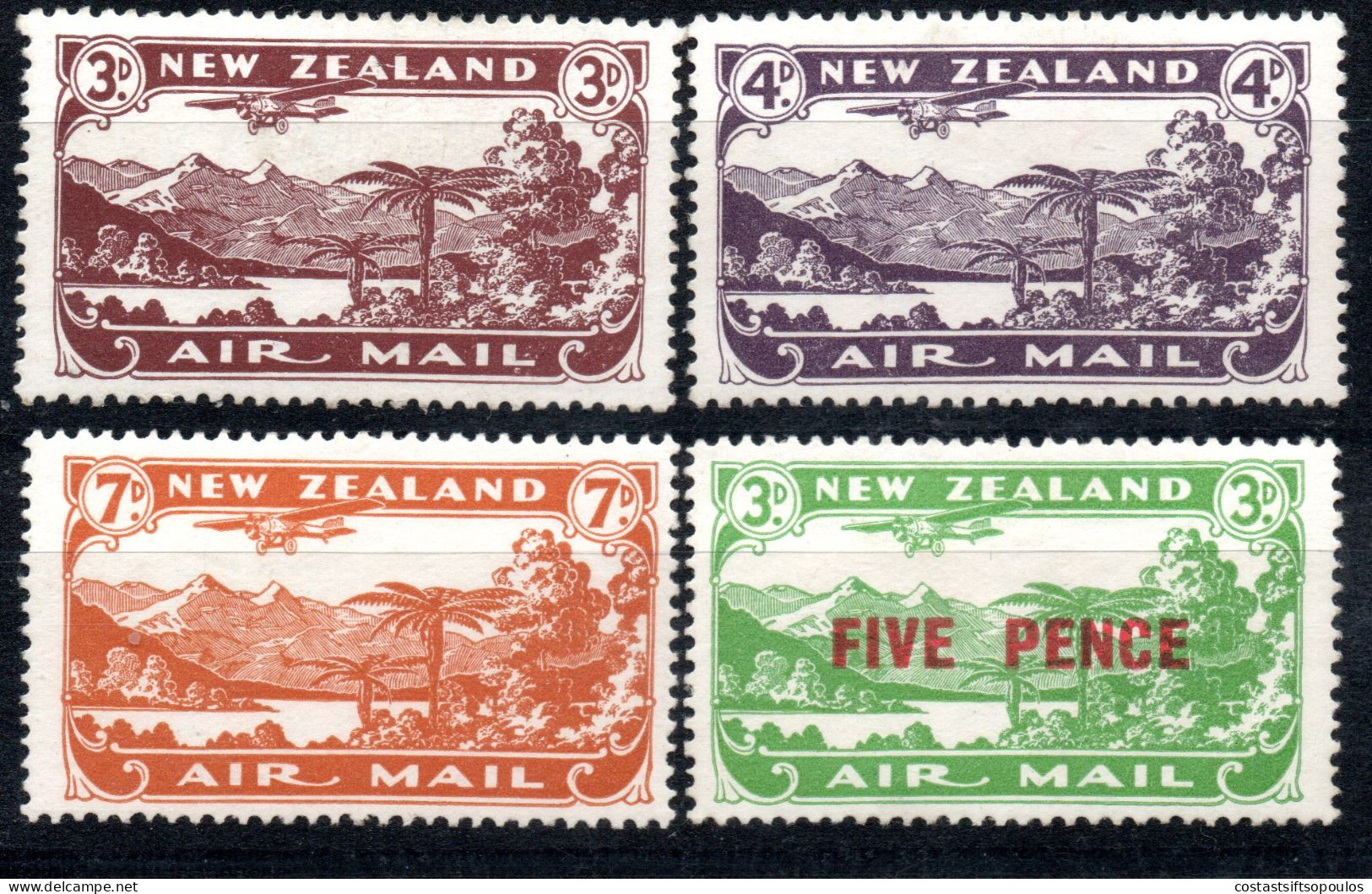 2303.NEW ZEALAND 1931 SG.548-550, 551 MH - Corréo Aéreo
