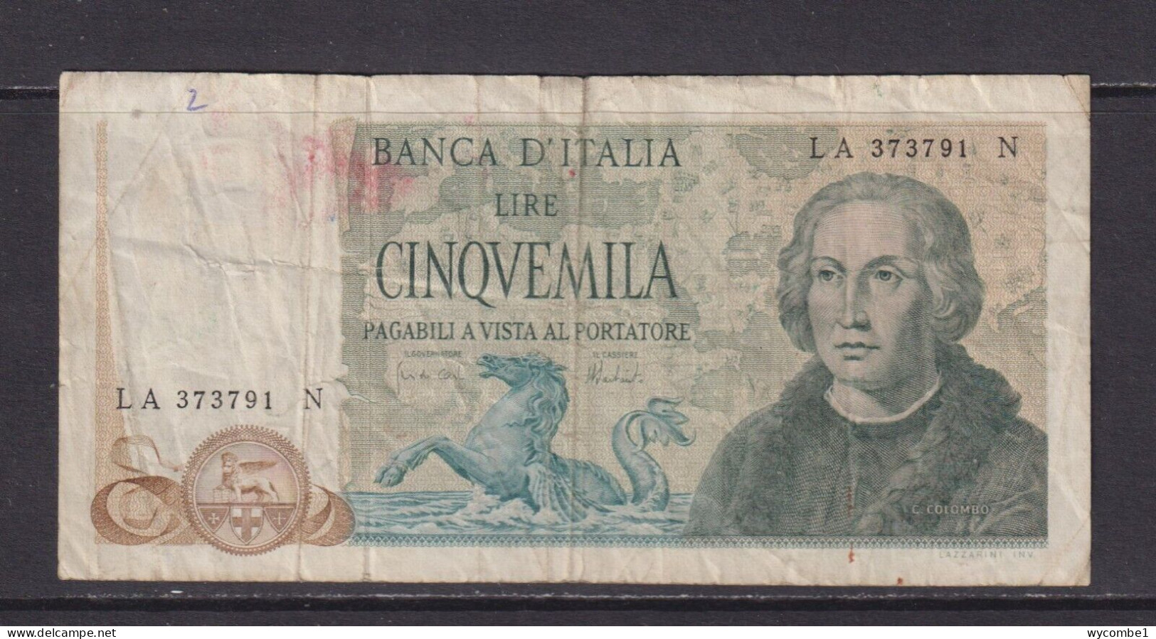 ITALY - 1973 5000 Lira Circulated Banknote - 5000 Liras