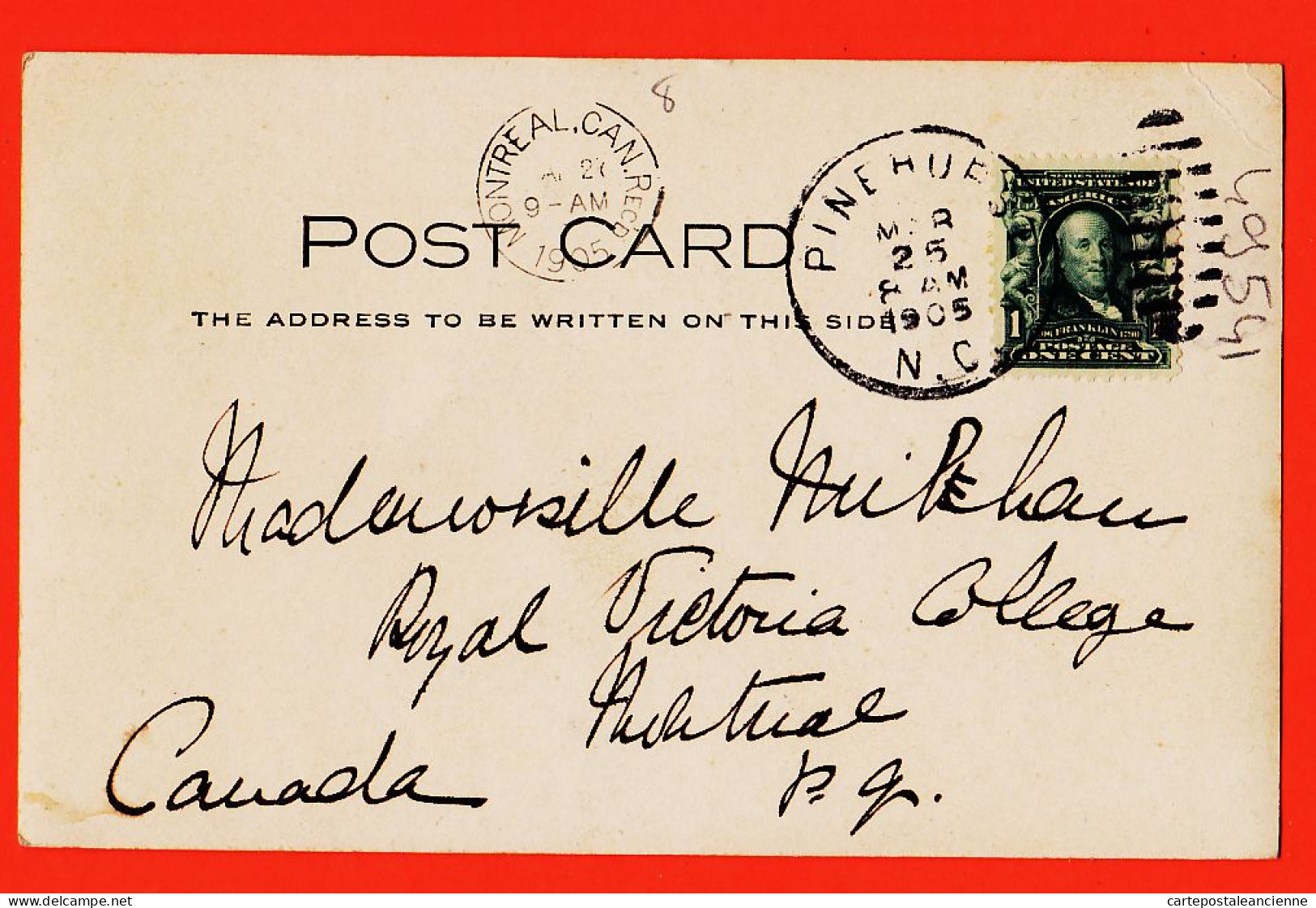 24044 / ⭐ ♥️ Carte-Photo PINEHURST CAROLINA HOTEL 1902 à Marie-Louise MILHAU Royal Victoria College Montreal - Autres & Non Classés