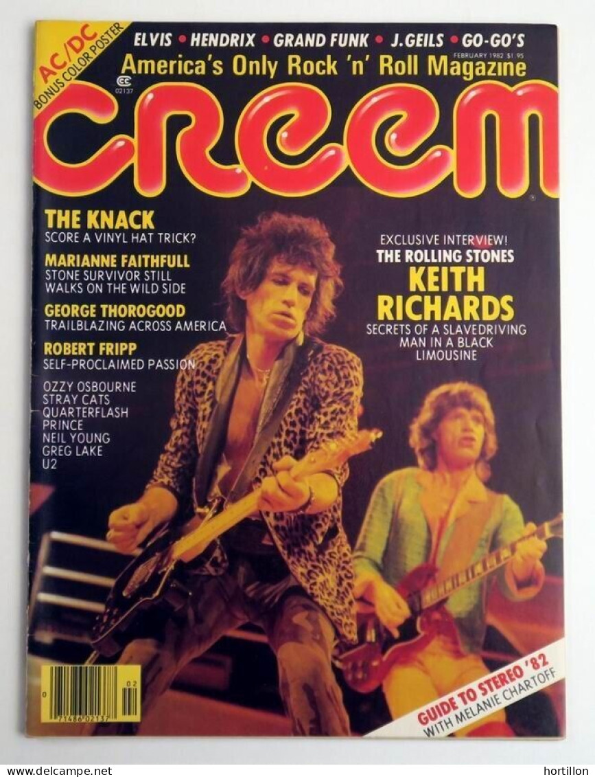 Revue Magazine USA CREEM 02/1982 ROLLING STONES KEITH RICHARDS KNACK AC/DC PRINCE - Andere & Zonder Classificatie