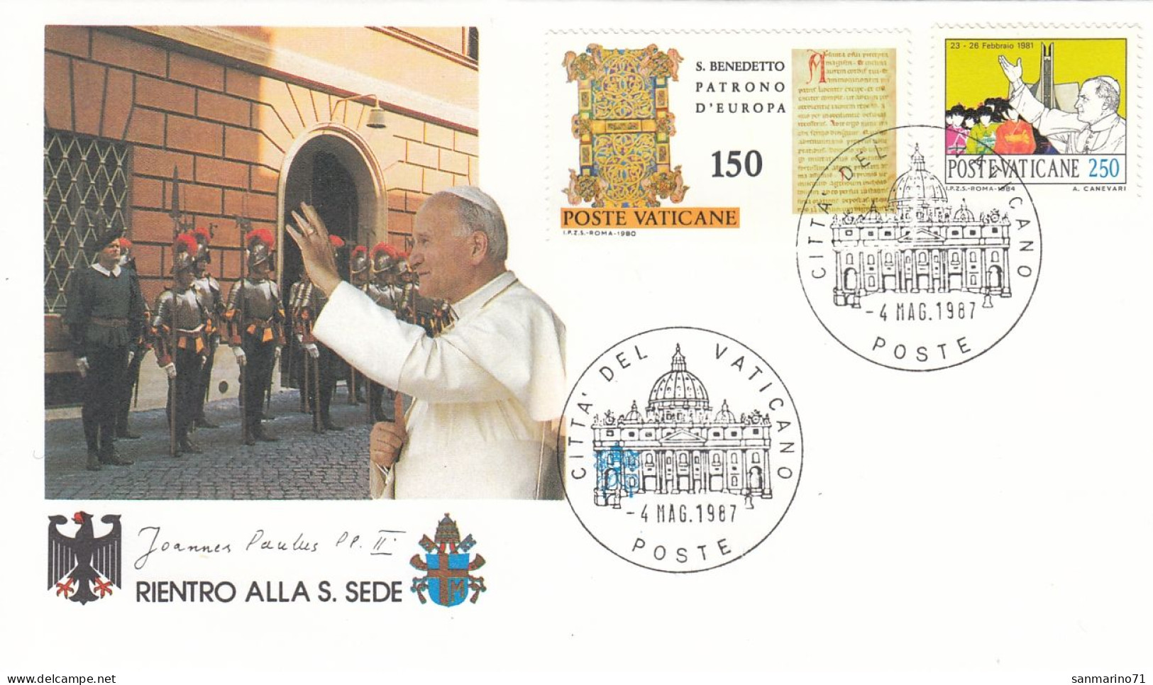 VATICAN Cover 1-123,popes Travel 1987 - Storia Postale