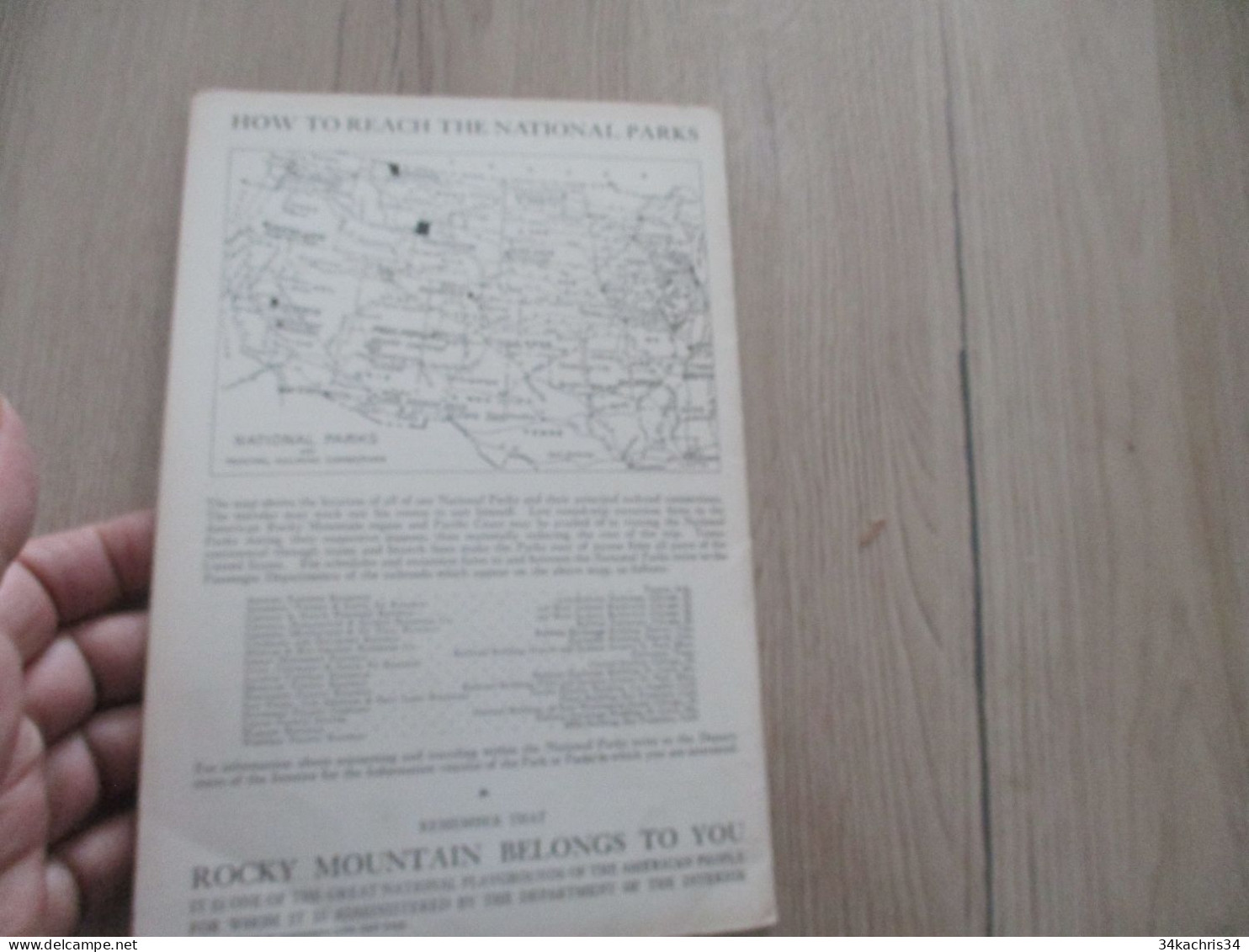 Guide en Anglais Department of interior texte photos carte maps vers 1920/1930 Rocky Mountain National Park 20p